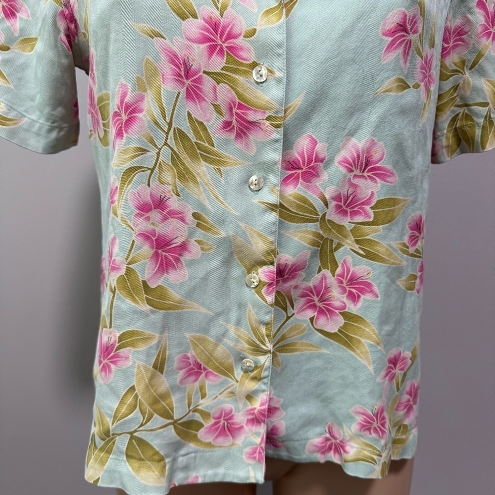 Tommy Bahama Floral Tropical Hibiscus Button Down Shirt Silk Small Hawaiian - Picture 2 of 4